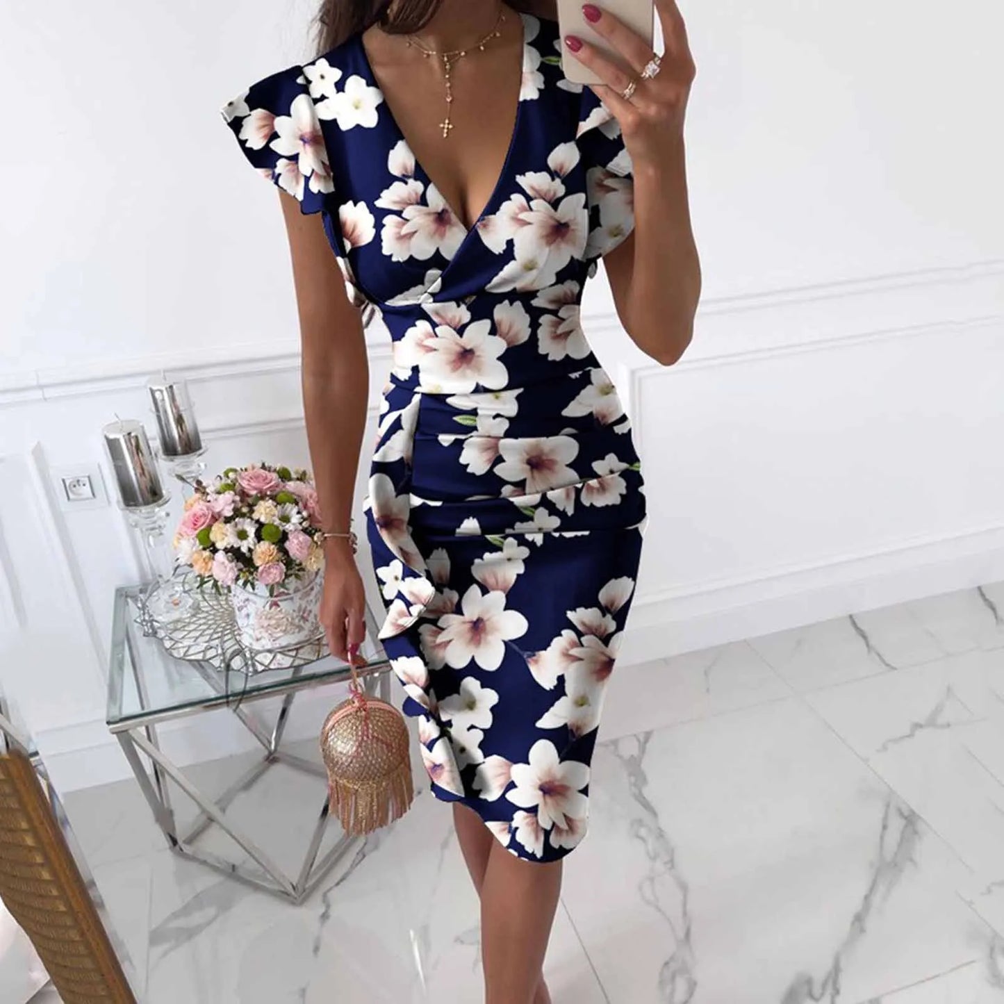 Women Floral Print Midi Dress