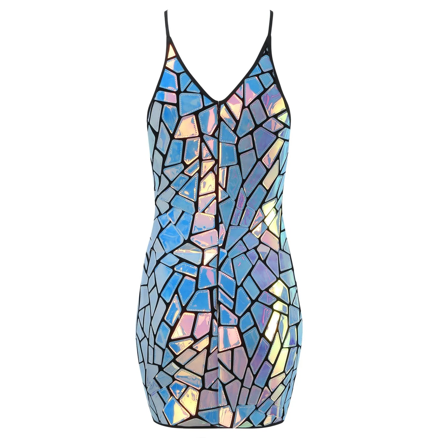 Women Sexy Shiny Metallic Sequin Halter Dress Sleeveless Round Neck Bodycon Mini Dresses