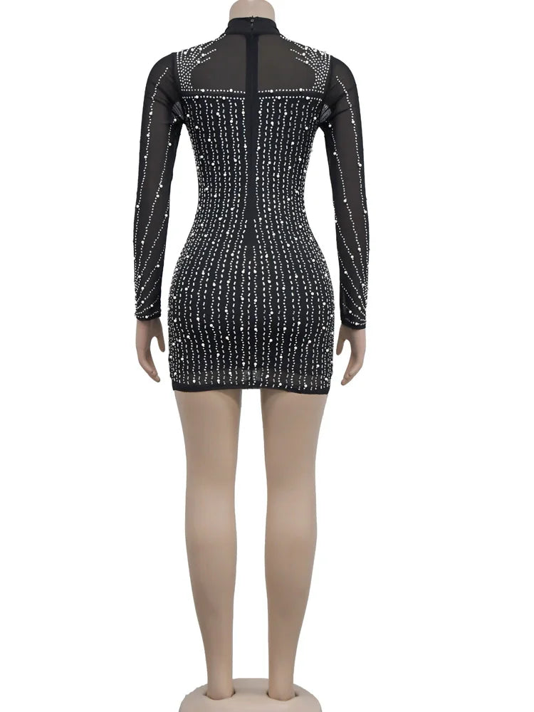 Crystal Embellished Fringed Mini Dress