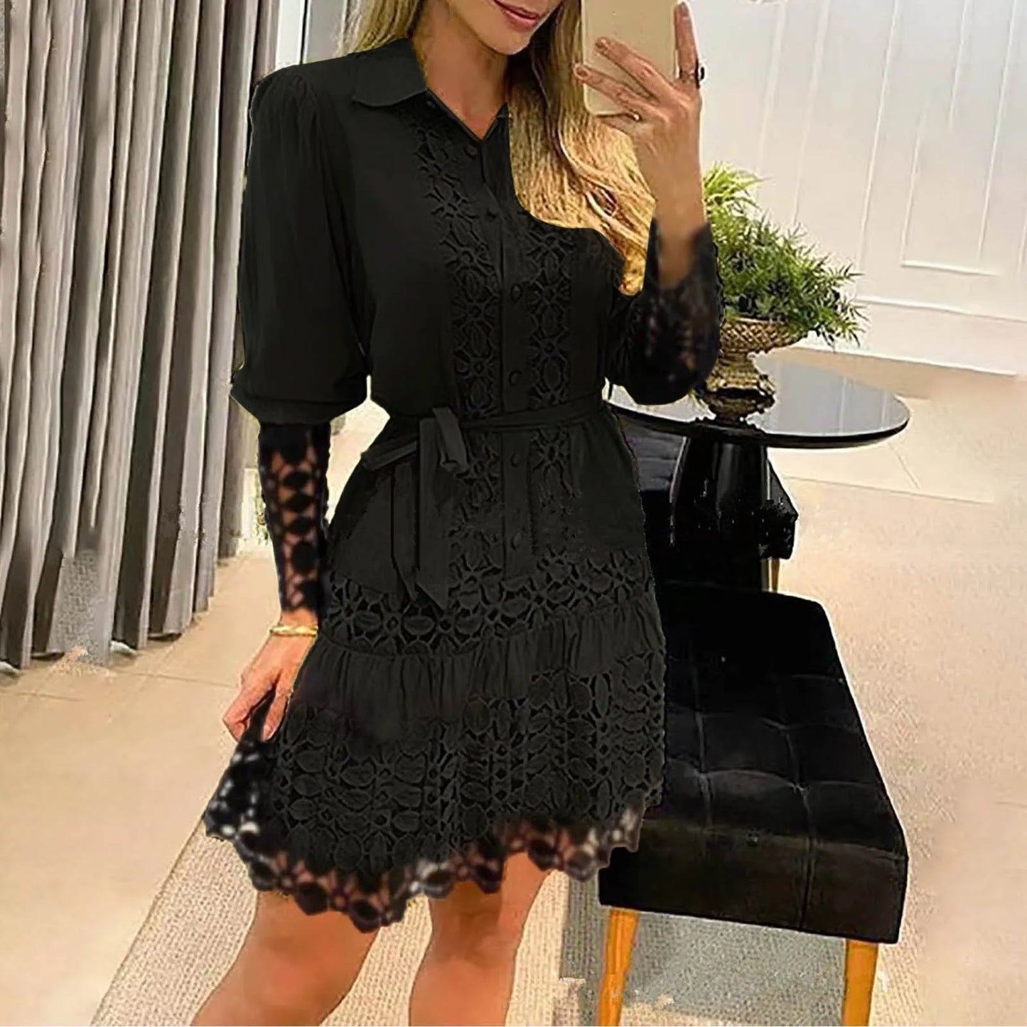 Women's Shirt Dress Out Long Sleeve.